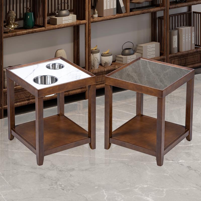 实木岩板麻将桌茶几茶水架棋牌室专用麻将机桌边茶几角几水杯架子