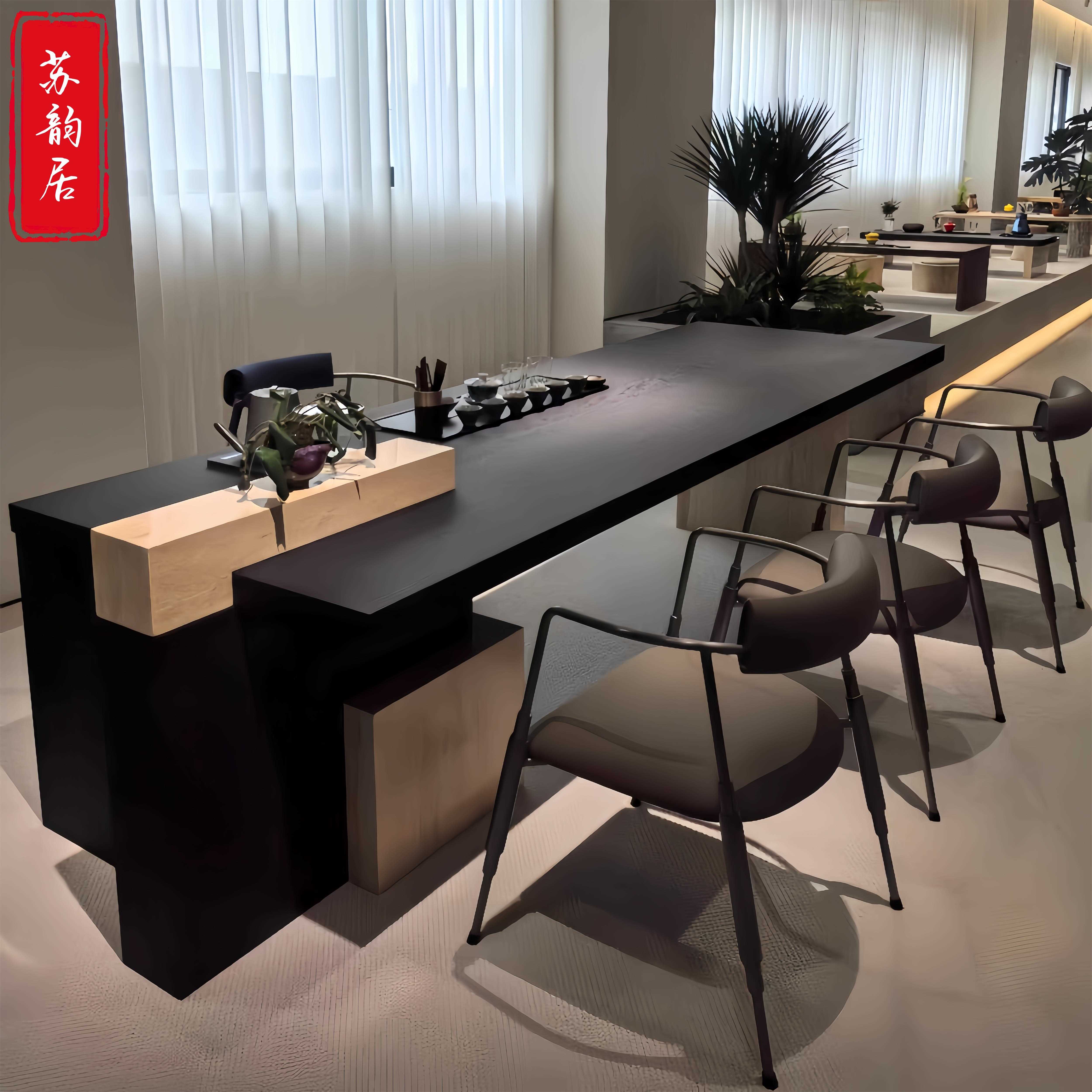 新中式黑胡桃木实木茶桌现代简约轻奢高级感泡茶台