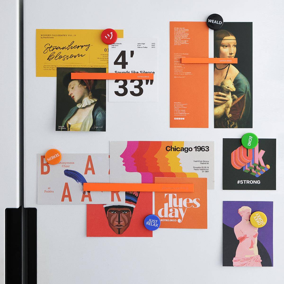 啵乔Botro高级感冰箱贴磁贴卡片留言板入户门侧面装饰磁吸条艺术