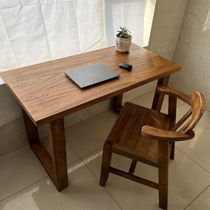 老榆木大板桌子实木原木餐桌简约长桌复古茶桌家用书桌电脑桌定制