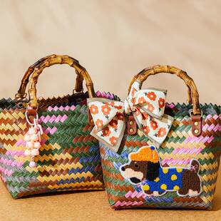 编织手提篮伴手礼女伴娘手提包包实用小礼品袋结婚礼盒子空盒回礼