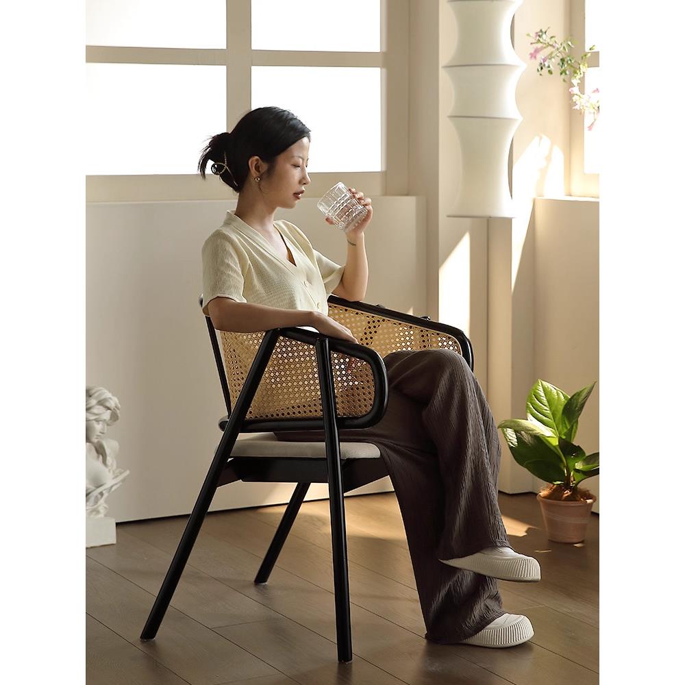藤椅斯堪的纳维亚藤条实木扶手椅二手休闲扶手椅阳台茶家无障碍豪