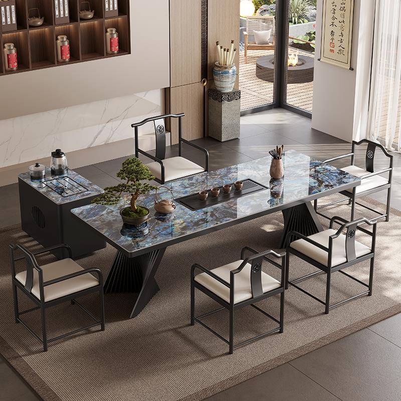 岩板茶桌2025新款高端轻奢现代高级感办公室奢石茶台烧水壶一体桌