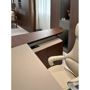 新中式办公室实木大板桌办公桌领导老总纯实木大班台老板桌带侧柜