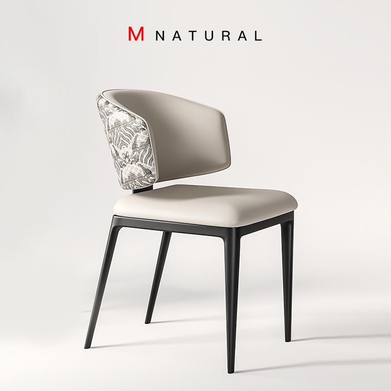 意式极简餐椅家用设计师靠背椅艺术国潮现代简约餐桌椅高档真皮椅