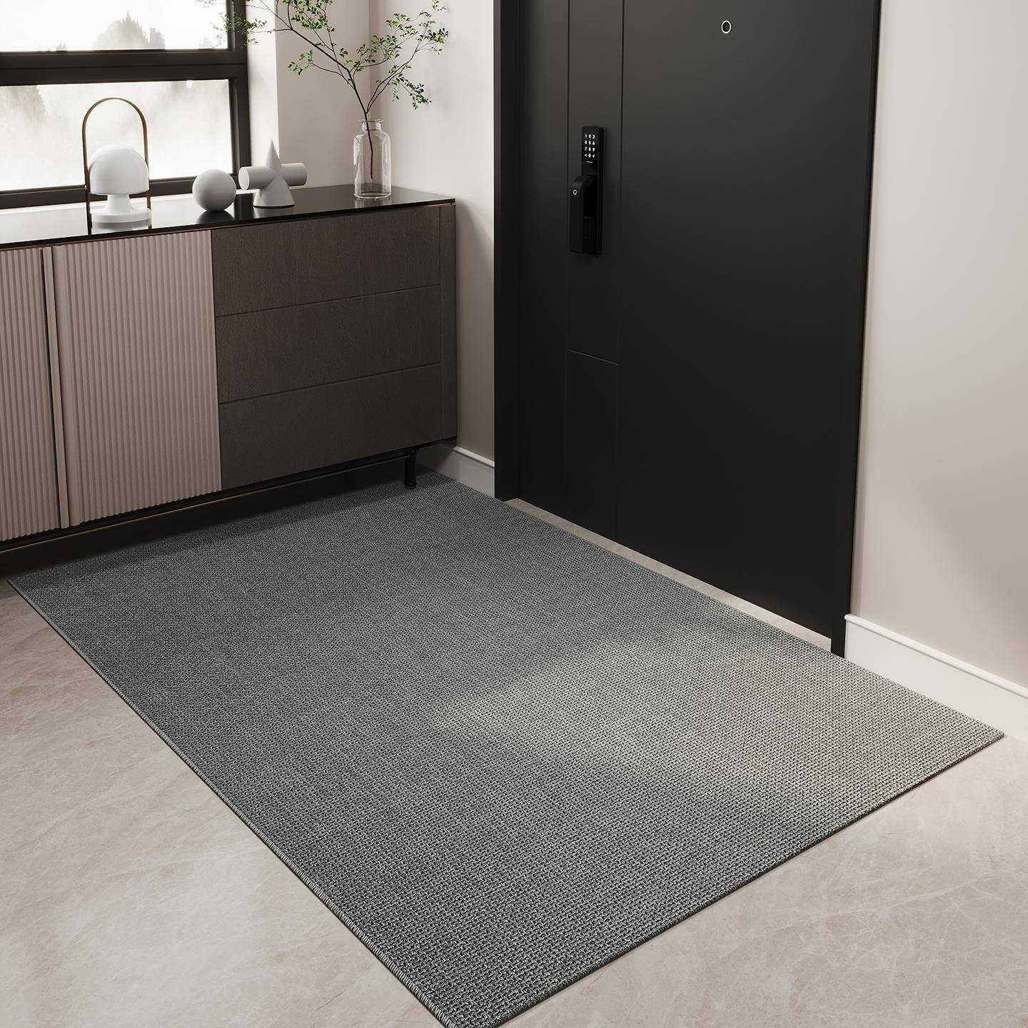 日系彷麻编织2MM不卡门入户超薄款地毯吸水防滑布艺玄关电梯地垫