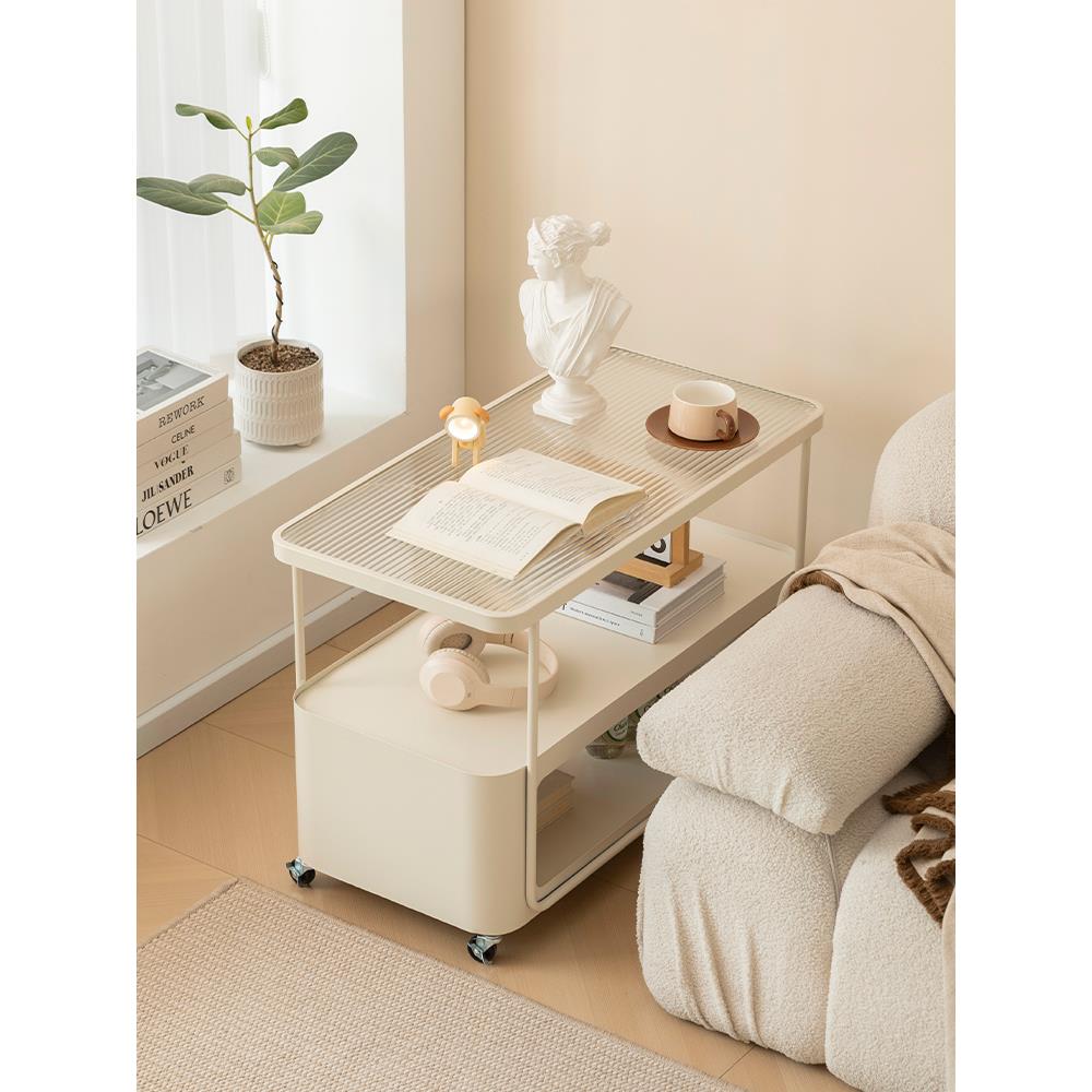 新款客厅沙发边几可移动轻奢小推车阳台小茶几铁艺角几侧边零食柜