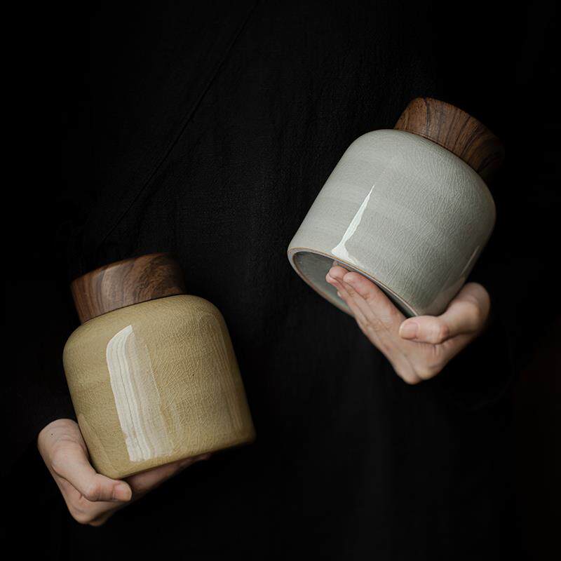 哥窑茶叶罐陶瓷密封罐家用收纳盒防潮储存罐红茶普洱茶存茶罐