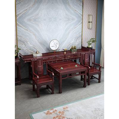 新中式实木中堂六件套条案供桌香案农村堂屋家用八仙桌神台神龛