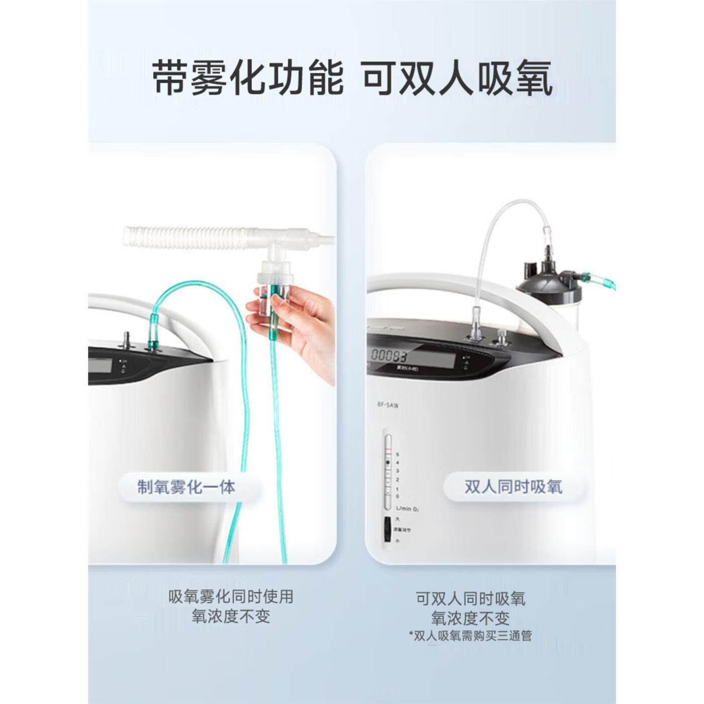 鱼跃5L升医用级制氧机吸氧机氧气机瓶袋家用老人呼吸带雾化8F-5AW