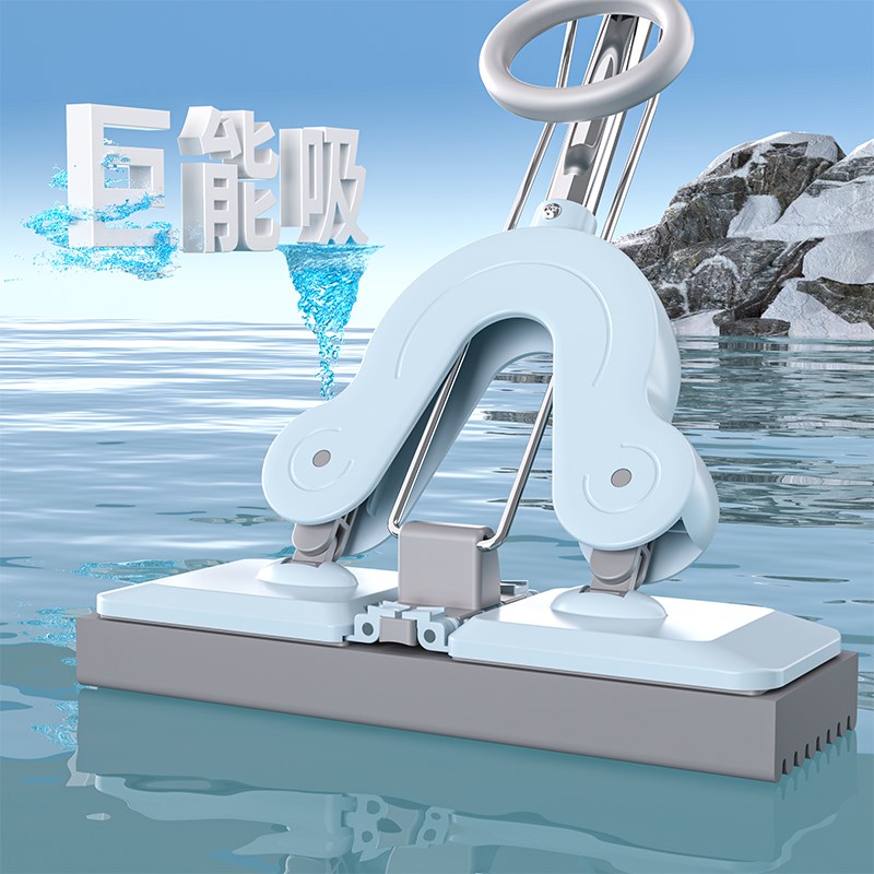免手洗海绵拖把家用一拖净2025新款大号吸水平板对折式胶棉地拖头