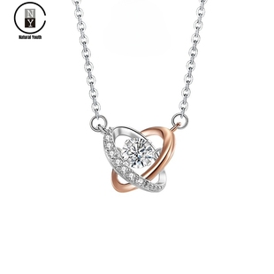 NY官方正品纯银925双色双环立体灵动原创ins轻奢小众锁骨桃心项链