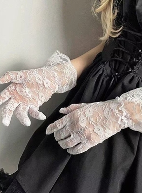 复古网纱薄款辣妹手套网纱Lolita  蕾丝性感拍照道具plaything