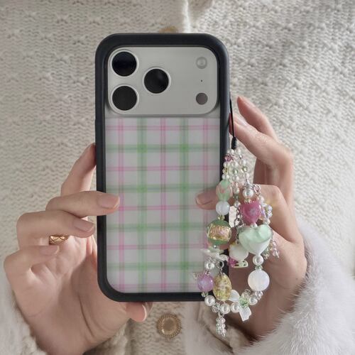 欧美WF手机壳粉绿格子星光之城适用iPhone17pro苹果16promax/15pro/14plus13/12防摔保护套air清新明星同款