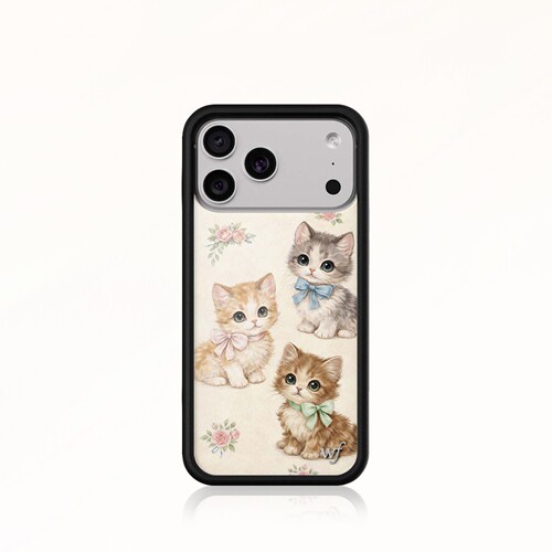 WF三只小猫花园手机壳Vintage Kittens适用苹果iPhone17/16/15/14/Pro/Max硬壳全包保护套防摔wf可爱复古