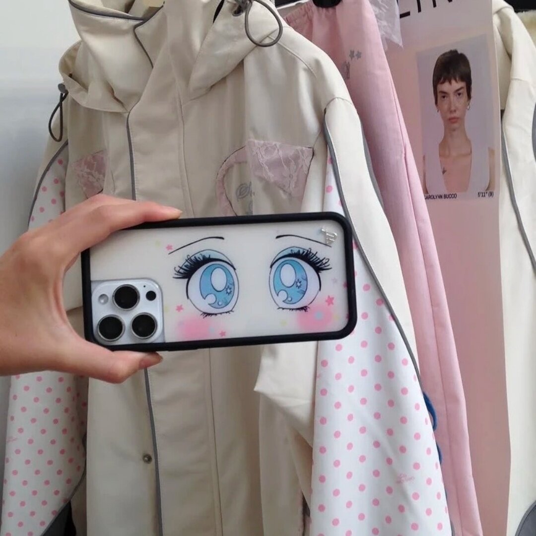 wf手机壳新款大眼睛手机闪耀系列适用苹果iPhone18/17/16/15/Pro/Max硬壳防摔保护套wf水钻系列波点手机壳