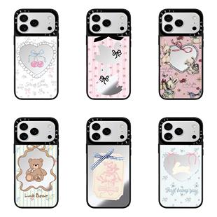 联名珍珠碎花爱心壳适用iPhone17ProMax苹果16PM哥特式15PM镜面磁吸Magsafe潮牌同款14Pro防摔保护壳