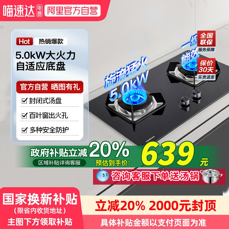 迅达5.0kw嵌入式燃气灶炉头可拆