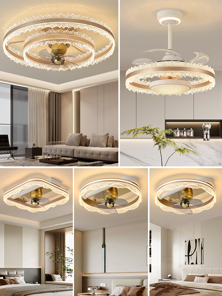 风扇灯吊扇灯静音变频智能客厅灯吸顶灯轻奢风高级感2025新款套餐