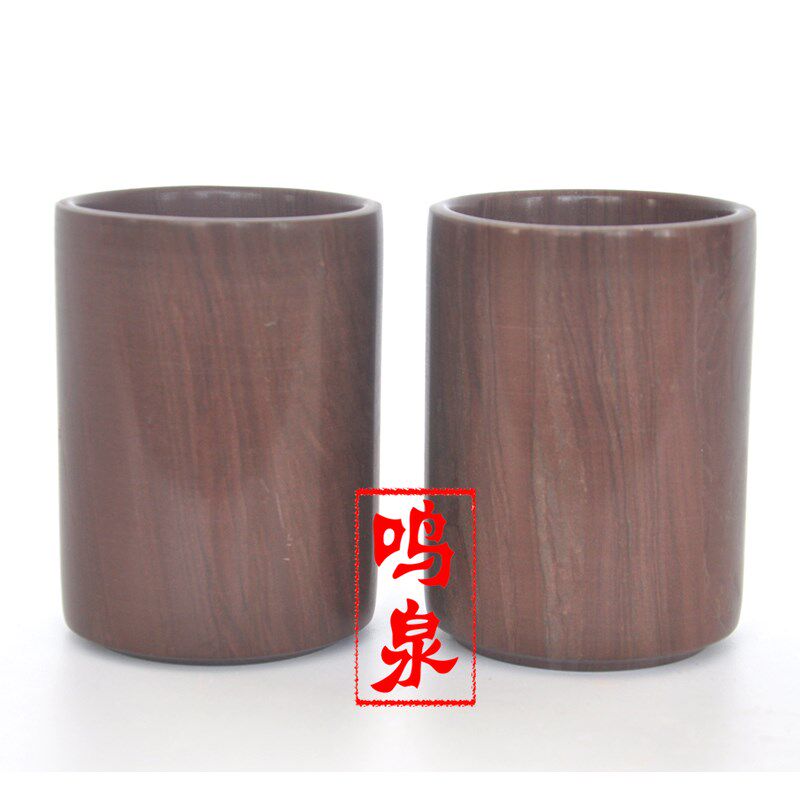 鸣泉石杯木鱼石杯子水杯茶杯木鱼石茶具石头泡茶水杯天然木鱼石杯