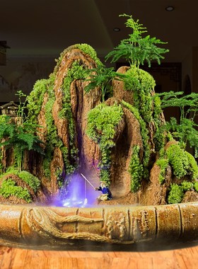 假山流水喷泉摆件吸水奇石头桌面盆景天然原植物办公室小鱼池造景