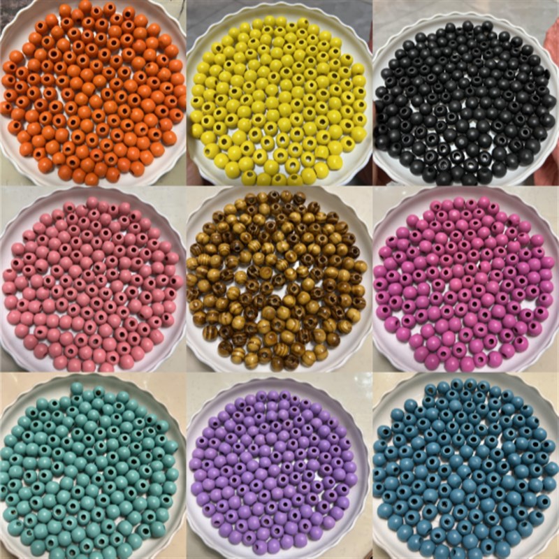 彩色木珠环保创意DIY材料 藤条编织 麻绳手工 辅料