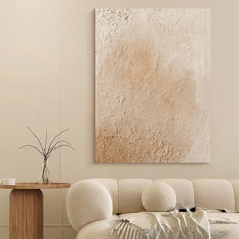 MUMO.手绘油画《微澜》极简风客厅肌理装饰画玄关立体抽象手工画