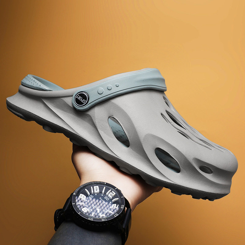 包邮包头拖鞋男夏季外穿防滑轻便开车洞洞鞋男士运动休闲沙滩半拖,流行男鞋,休闲凉鞋,淘宝优惠券,粉丝福利购,淘宝优惠卷