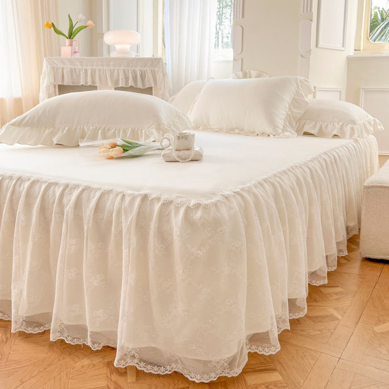 新款春夏白色蕾丝床裙单件韩式公主风花边床罩式防滑床套防尘床围,床上用品,床裙,淘宝优惠券,粉丝福利购,淘宝优惠卷