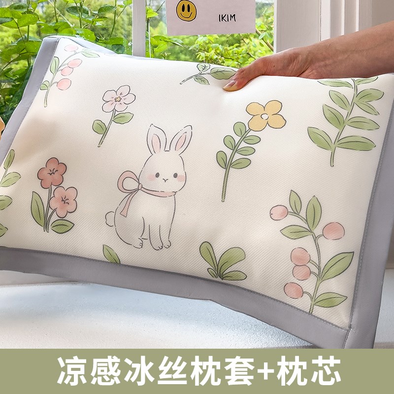 夏季A类儿童冰丝枕头睡觉专用枕头套和枕芯夏天宝宝幼儿园小凉枕.