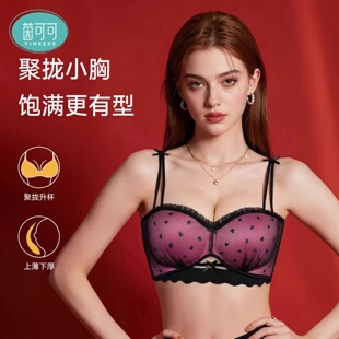 茵可可蕾丝波点文胸立体承托聚拢提拉小胸显大软支撑无钢圈收副乳