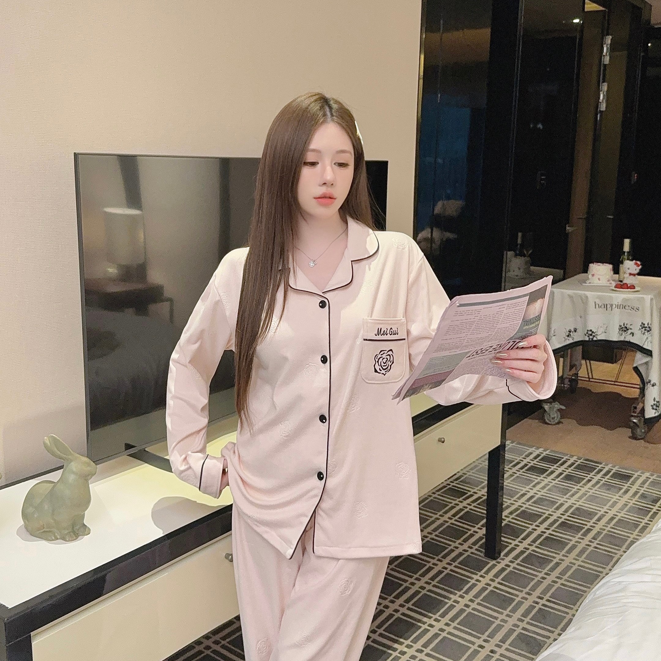 少女新款秋冬德绒家居服 加厚可爱保暖 抗静电睡衣套装女