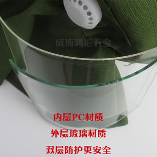 打磨防尘喷砂喷漆通风弯玻璃大头帽防溅风沙头套帽面罩.风帽披肩