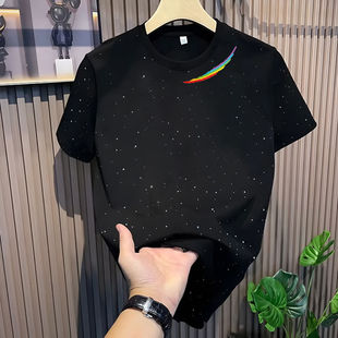 满天星短袖重磅T恤夏季新款纯棉宽松百搭印花创意圆领上衣男女ins