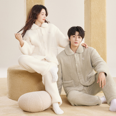 珊瑚绒睡衣秋冬加厚保暖情侣套装