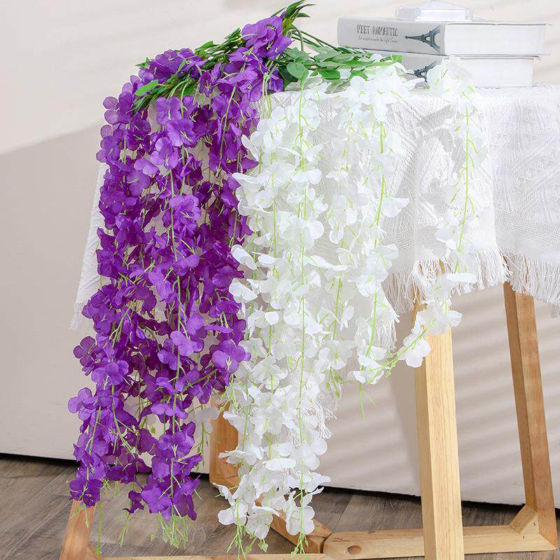仿真加密紫藤花 家居长廊吊顶花藤 婚庆拱门装饰豆瓣花串假花