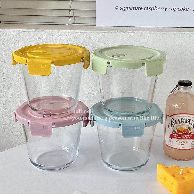 博立美 高硼硅玻璃保鲜碗带盖密封沙拉碗汤桶学生饭盒环保