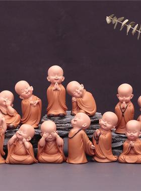 少林寺小和尚汽车车载树脂工艺品摆件套装慧能迷你沙弥平安小礼品