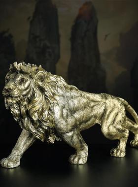 仿黄铜狮子树脂工艺品摆件电视机柜餐厅办公室客厅玄关车载装饰品