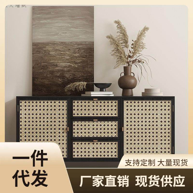 VJW5复古柜子贴纸仿藤编翻新贴玻璃家具改造书柜鞋柜壁纸自粘