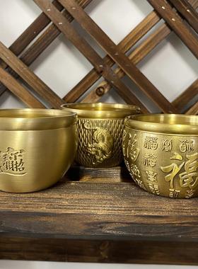 铜缸摆件招财进宝缸纯铜黄铜招财缸百福缸零钱罐办公室家居客厅