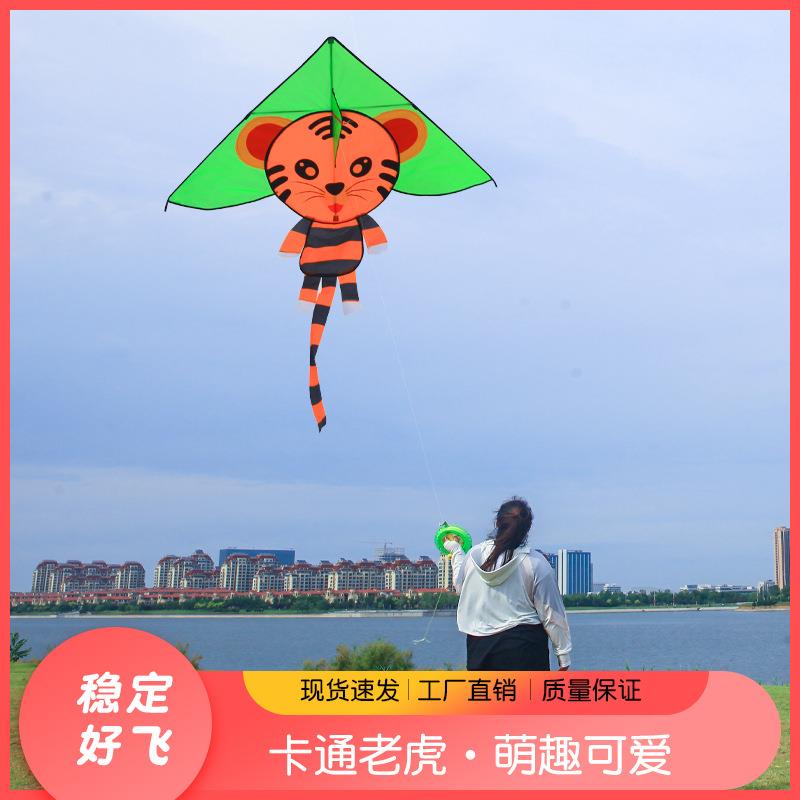 2025潍坊永健新款户外老虎风筝儿童卡通三角风筝长尾风筝