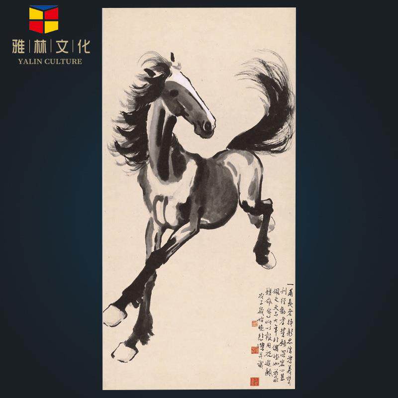 酒店配画字画复制装裱书画礼品名人字画名家徐悲鸿奔马回眸图