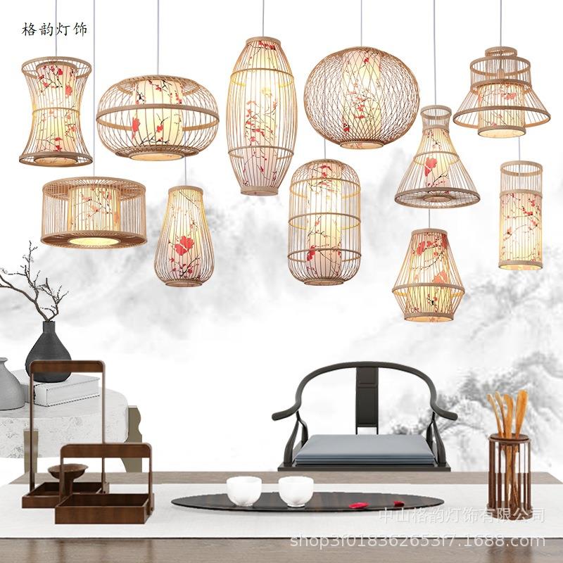 日式餐厅竹艺吊灯创意个性新中式火锅饭店阳台走廊竹编装饰小吊灯