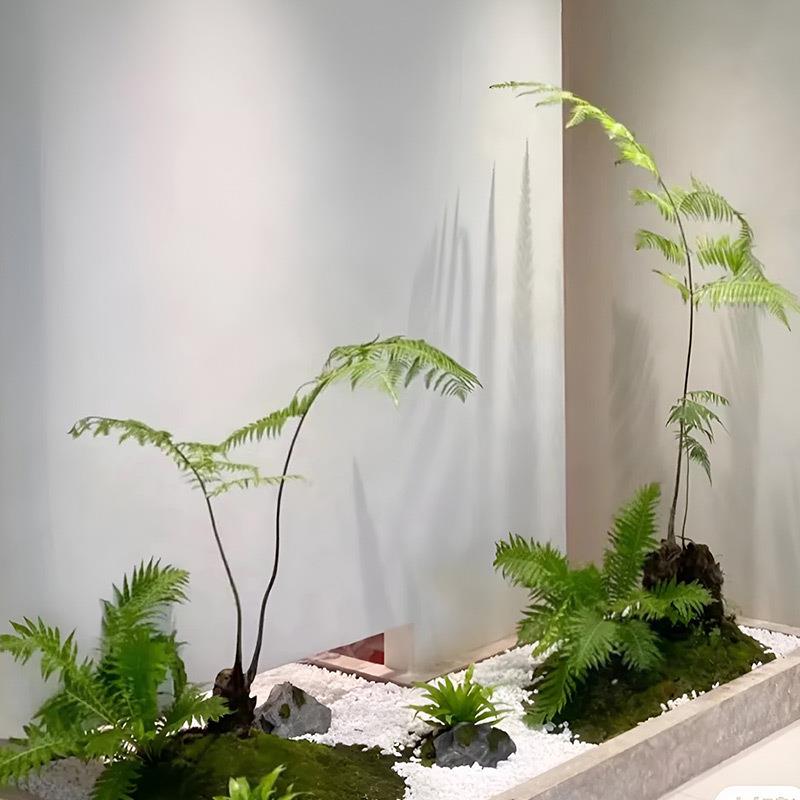 侘寂风仿真植物盆栽金丝猴蕨中式景观绿植盆景金毛狗蕨客厅绿植