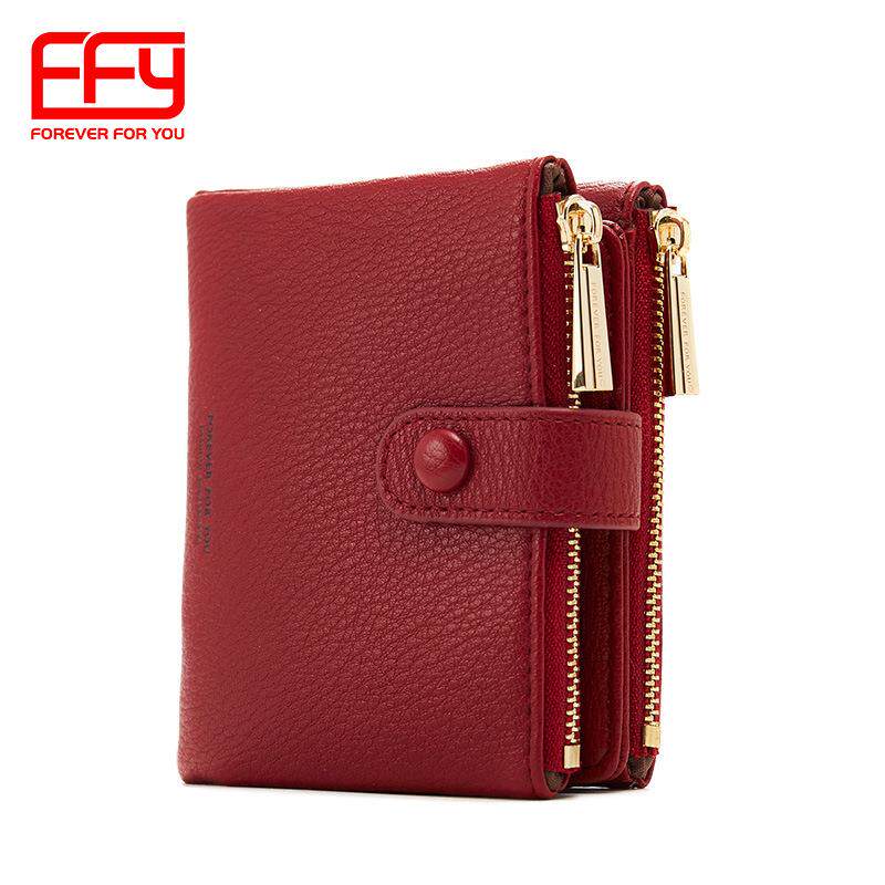 新款小钱包短款女士零钱包ins高级感双拉链pu软皮卡包学生钱包女