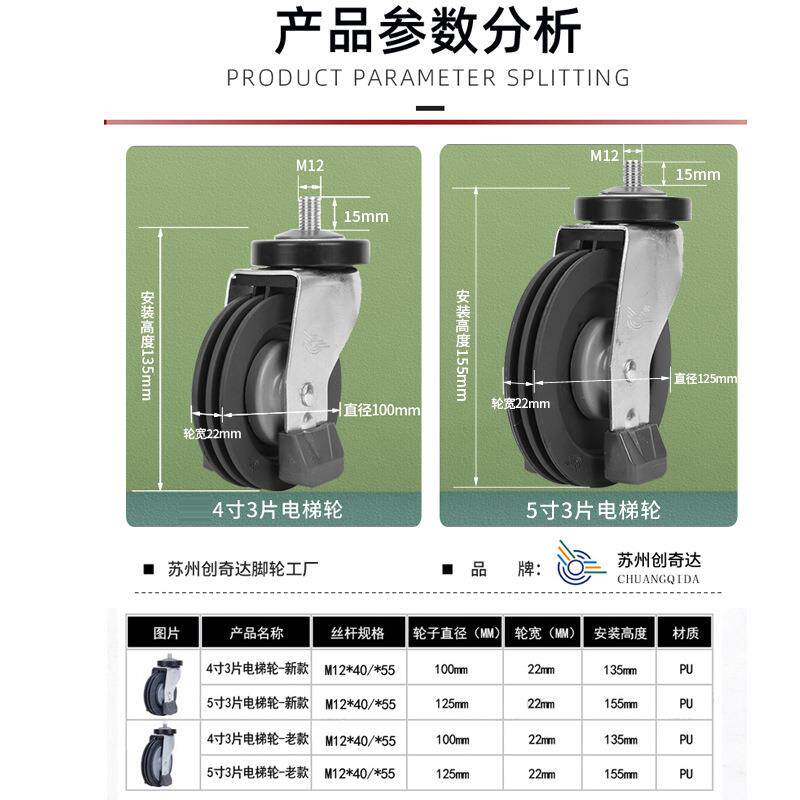 超市购物车脚轮5寸3片电梯轮工具车静音轮推车轮子