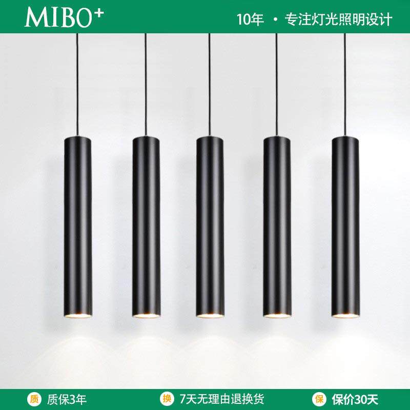 7Tled餐厅吊灯圆柱形吊线细长筒灯金色收银前台装饰吧台床头小吊