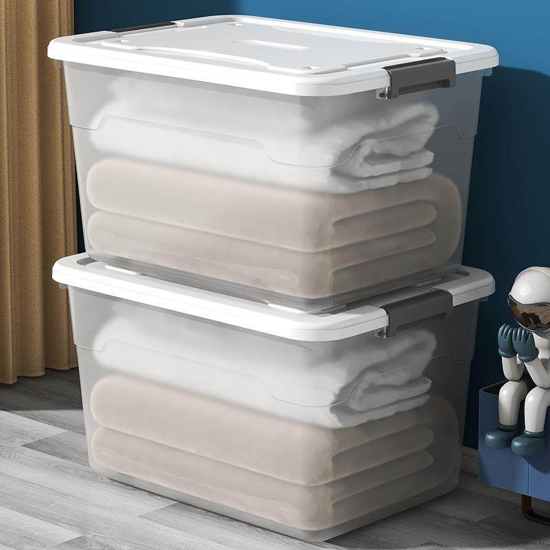 塑料透明收纳箱带盖家用衣服衣物收纳箱子超大号储物整理箱收纳盒