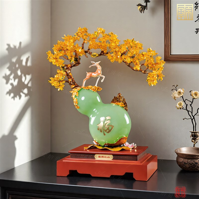 福禄寿喜财大葫芦摆件高档办公室装饰工艺品公司搬迁乔迁开业礼物